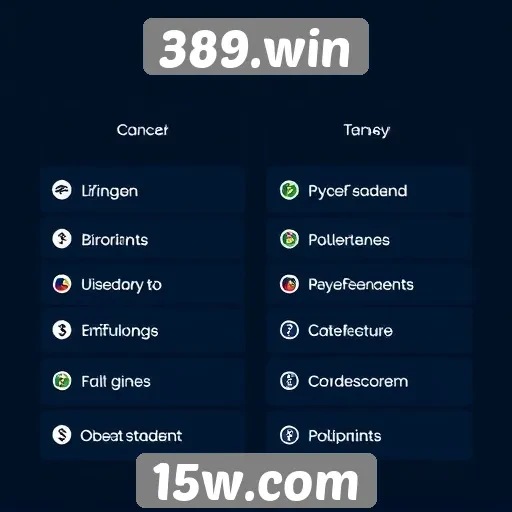 Métodos de pagamento disponíveis no 389.win